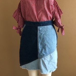 Denim Patchwork Mini Skirt
